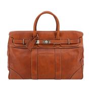 Bruine Leren Reistas met Flap Sluiting Brunello Cucinelli , Brown , He...