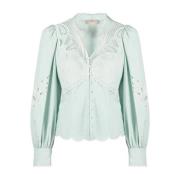 Blauwe Casual Blouse met Borduurwerk Twinset , Blue , Dames