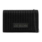 Stijlvolle Eyelets Gun Metal Schoudertas Love Moschino , Black , Dames