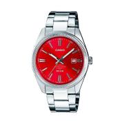 Zilveren Stalen Horloge Quartz Analoog Rood Casio , Gray , Dames