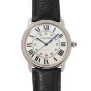 Pre-owned Leather watches Cartier Vintage , Gray , Heren