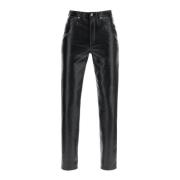 Vintage Leren Hoge Taille Broek Agolde , Black , Dames