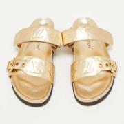 Pre-owned Leather sandals Louis Vuitton Vintage , Yellow , Dames