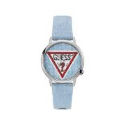 Blauwe Textiel Horloge Quartz Analoog Roestvrij Staal Guess , Blue , D...