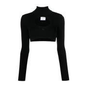 Zwarte Ribgebreide Croptrui Courrèges , Black , Dames