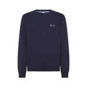 Katoenen sweatshirt met geborduurd logo Sun68 , Blue , Heren