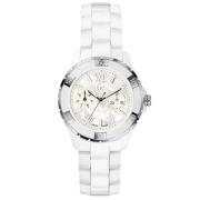 Witte Keramische Quartz Analoge Horloge Guess , White , Dames