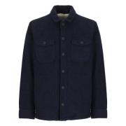 Blauwe Wol Overshirt met Kraag Saint Barth , Blue , Heren