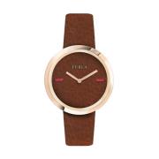 Bruin Leren Horloge Quartz Analoog Roze Furla , Brown , Dames