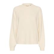 Zachte Gebreide Trui Eggnog Cream , Beige , Dames