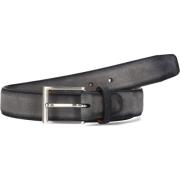 Grijze leren riem met metalen gesp Magnanni , Black , Heren