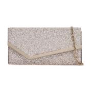 Glittery Emmie Clutch met Metalen Trim Jimmy Choo , Beige , Dames