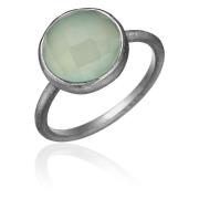 Chalcedon Aqua Ring Geoxideerd Sterling Zilver Frk. Lisberg , Blue , D...