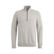 Half Zip Katoenmix Sweater Cast Iron , Gray , Heren