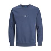 Blauwe Ronde Hals Katoenen Sweatshirt Jack & Jones , Blue , Heren