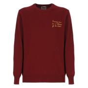 Bordeaux Wolmix Crew Neck Sweater Saint Barth , Red , Heren