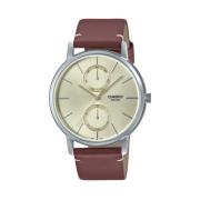 Rood Lederen Quartz Analoog Horloge Casio , Gray , Unisex