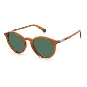 Bruine Resin Zonnebril met Groene Lens Polaroid , Brown , Unisex