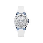 Witte Siliconen Multifunctioneel Kwarts Horloge Guess , White , Dames