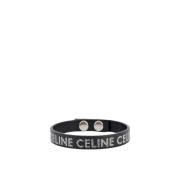 Leren Logo Armband Zilver-tone Mannen Celine , Black , Heren