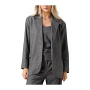 Stijlvolle Zwarte Wollen Blazer Second Dames , Gray , Dames