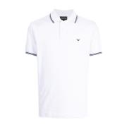 Polo Shirt met Contrastbies Wit Katoen Emporio Armani , White , Heren