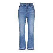 High-Waist Cropped Flare Jeans Hugo Boss , Blue , Dames