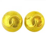 Pre-owned Metal earrings Chanel Vintage , Yellow , Dames