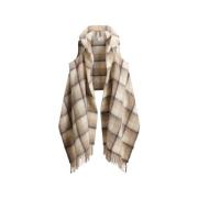 Crème Check Alpaca Mohair Sjaal Cape Woolrich , Multicolor , Dames