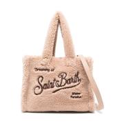 Faux-Fur Handtas met Metalen Draad MC2 Saint Barth , Beige , Dames