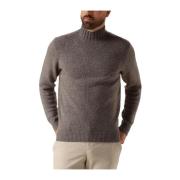 Heren Mock Neck Pullover Sweater Profuomo , Brown , Heren