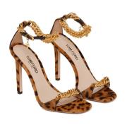 Luipaardprint Stiletto Sandaal Tom Ford , Brown , Dames