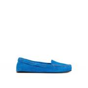 Leren Loafers met Leren Detail The Row , Blue , Dames