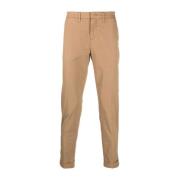 Bruine Katoenen Gabardine Slim Broek Fay , Brown , Heren