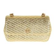 Metallic Moto Quilt Mini Flap Tas Tory Burch , Yellow , Dames