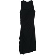 Zwarte Jurk met Draperie en Zijsplit Patrizia Pepe , Black , Dames