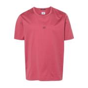 Rode Katoenen Logo T-shirt Korte Mouw C.p. Company , Red , Heren