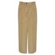 Katoen Velvet Geribbelde Rok Voorrits Max Mara Weekend , Brown , Dames