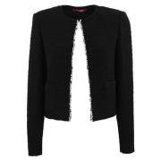 Zwarte Bouclé Kristal Geborduurde Jas Max Mara Studio , Black , Dames