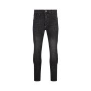 Zwarte Skinny Jeans met Hexagon Patch Philipp Plein , Black , Heren