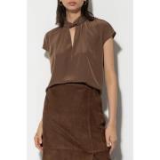 Bruine blouse met decoratief kraagontwerp Luisa Cerano , Brown , Dames