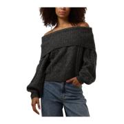 Off Shoulder Wollen Trui Gestuz , Gray , Dames