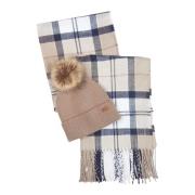 Beanie en Sjaal Set met Pom Pom Barbour , Beige , Dames