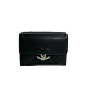 Pre-owned Leather wallets Chanel Vintage , Black , Dames