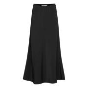 Satijnen Rok Hoge Taille Enkellengte b.young , Black , Dames