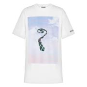 Grafische Print Katoenen T-Shirt Moschino , White , Dames