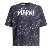 Abstract Logo Print T-shirt Marni , Blue , Heren