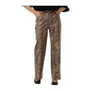 Wijde Pijp Slangenprint Leatherlook Broek Harper & Yve , Brown , Dames