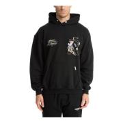 Gestreept Logo Zak Hoodie Represent , Black , Heren