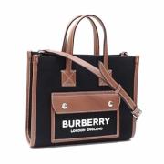 Pre-owned Leather handbags Burberry Vintage , Black , Dames